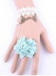 Blue Flower White Lace Lolita Bracelet And Ring Set