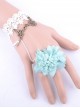 Blue Flower White Lace Lolita Bracelet And Ring Set