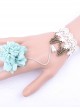 Blue Flower White Lace Lolita Bracelet And Ring Set