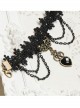 Vampire Black Lace And Heart Pendant Lolita Bracelet