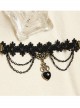 Vampire Black Lace And Heart Pendant Lolita Bracelet