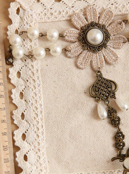 Vintage Flower Pearl Lace Lolita Bracelet And Ring