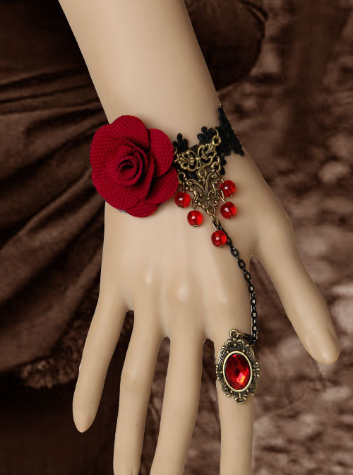 Gothic Black Queen Lolita Bracelet And Ring Set
