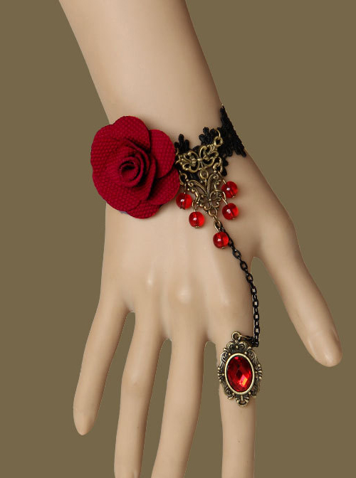 Gothic Black Queen Lolita Bracelet And Ring Set