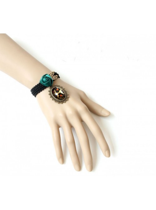 Retro Rose Lady Leopard Print Handmade Lolita Wrist Strap