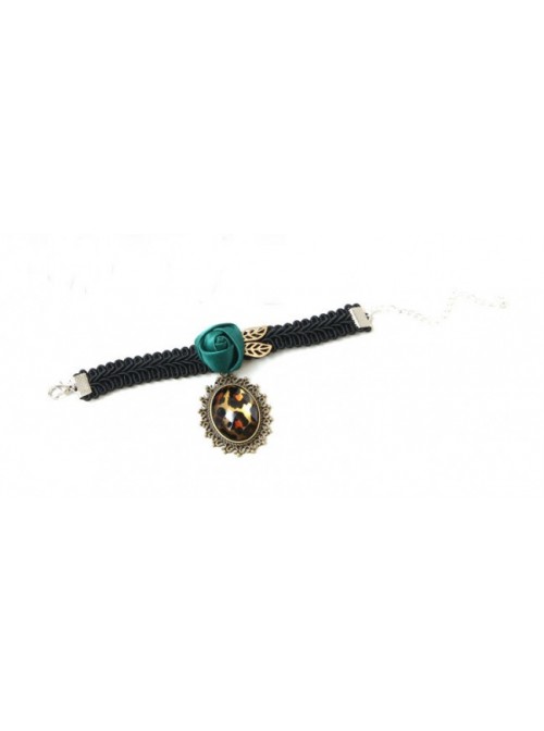 Retro Rose Lady Leopard Print Handmade Lolita Wrist Strap