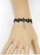 Sweet Black Lace Silver Crucifix Girls Lolita Wrist Strap