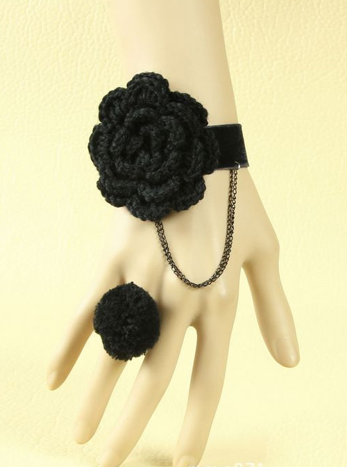 Retro Knitting Wool Floral Girls Lolita Wrist Strap