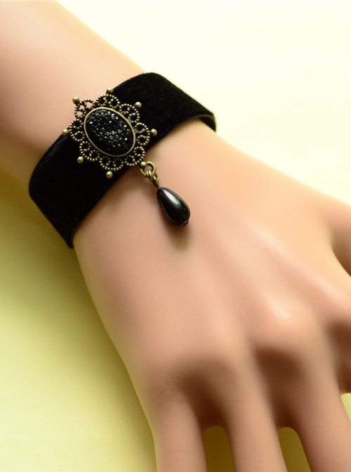 Special Leather Fashion Elegant Black Pearl Lady Lolita Wrist Strap