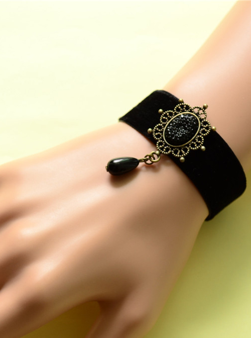 Special Leather Fashion Elegant Black Pearl Lady Lolita Wrist Strap