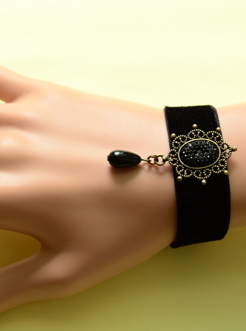 Special Leather Fashion Elegant Black Pearl Lady Lolita Wrist Strap