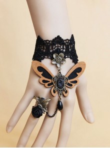 Sweet Black Lace Butterfly Girls Lolita Wrist Strap