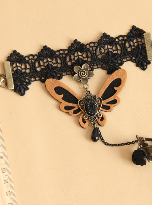 Sweet Black Lace Butterfly Girls Lolita Wrist Strap