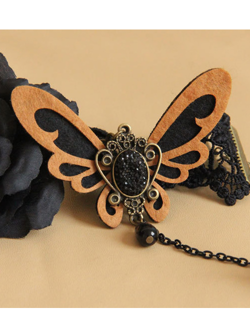 Sweet Black Lace Butterfly Girls Lolita Wrist Strap