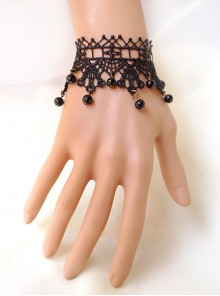 Charming Black Lace Bead Chain Girls Lolita Wrist Strap