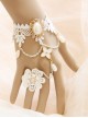 White Lace Palace Pearl Bride Lolita Wrist Strap And Finger Ring