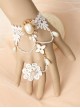 White Lace Palace Pearl Bride Lolita Wrist Strap And Finger Ring