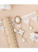 White Lace Palace Pearl Bride Lolita Wrist Strap And Finger Ring