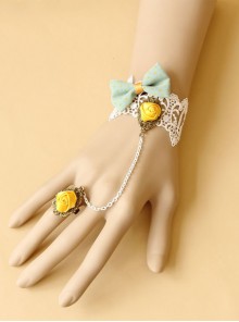 Sweet White Lace Floral Girls Lolita Bracelet And Ring Set