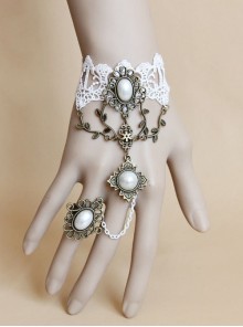 White Lace Alloy Vine Retro Pearl Lolita Wrist Strap