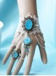 White Lace Blue Crystal Girls Lolita Bracelet And Ring Set