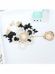 Pearl Flower Black Lace Lolita Bracelet And Ring Set