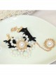 Pearl Flower Black Lace Lolita Bracelet And Ring Set