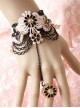 Black Lace Flowers Lolita Bracelet And Ring Set