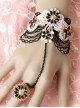 Black Lace Flowers Lolita Bracelet And Ring Set