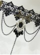 Gothic Black Lace Resin Rhinestones Pendant Lolita Wrist Strap