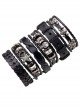 Special Black Leather Fashion Men' Wrist Strap Six Piece Set