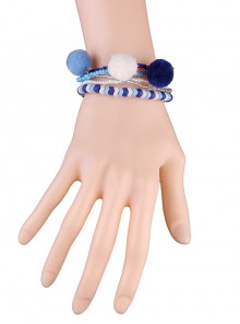 Elegant Blue Bead Chain Lolita Wrist Strap