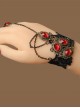 Black Lace Red Gems Lolita Wrist Strap And Ring