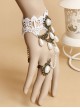 Bride White Lace And Pearl Pendant Lolita Wrist Strap And Ring