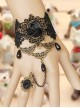 Black Lace And Rose Retro Lolita Bracelet And Ring