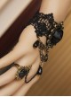 Black Lace And Rose Retro Lolita Bracelet And Ring