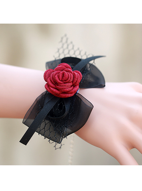 Concise Black Lace Bowknot Girls Lolita Wrist Strap