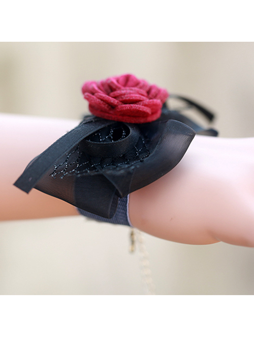 Concise Black Lace Bowknot Girls Lolita Wrist Strap