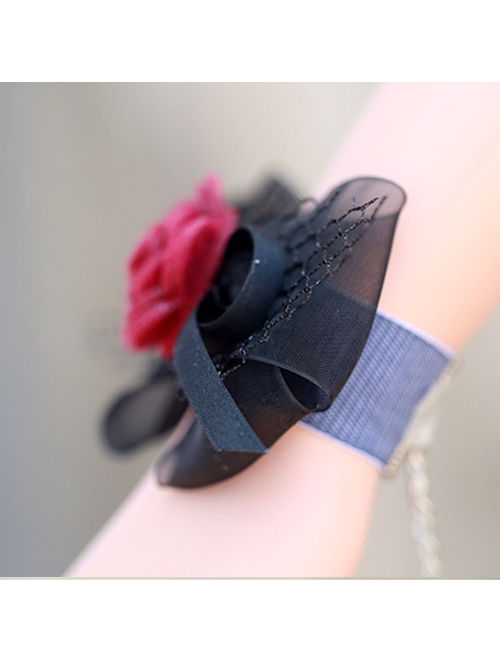 Concise Black Lace Bowknot Girls Lolita Wrist Strap