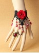 Sexy Black Lace Lady Red Rose Lolita Wrist Strap And Ring