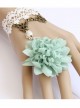 White Lace And Light Green Flower Lolita Wrist Strap And Ring