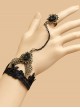 Gothic Black Lace Handmade Lolita Wrist Strap And Ring Suit