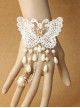 Concise White Lace Butterfly Lolita Bracelet And Ring Set