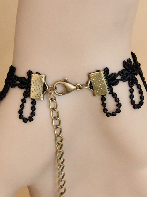 Gothic Black Spider Lace Lolita Bracelet And Ring Set