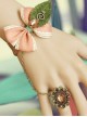 Tree Leaf Pink Bowknot Lolita Wrist Strap And Ring Set