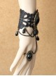 Gorgeous Black Lace And Black Gem Lolita Wrist Strap And Ring