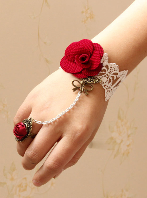 Charming Lace Fashion Lady Lolita Bracelet And Ring Set