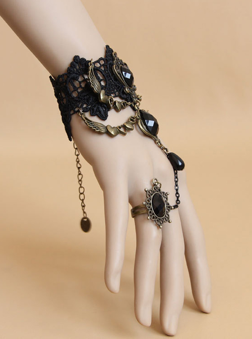 Elegant Retro Black Lady Handmade Lolita Wrist Strap