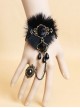 Dance Party Black Pearl Lace Pearl Lolita Wrist Strap And Ring