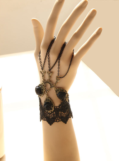 Punk Black Lace Retro Girls Lolita Wrist Strap